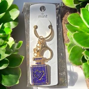 Mint Gold and Blue Perfume Bottle Keychain